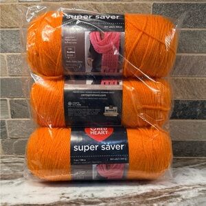 Red Heart Super Saver~3 Pack Yarn~Acrylic~Knitting/Crochet~7 Ounce~Pumpkin~New